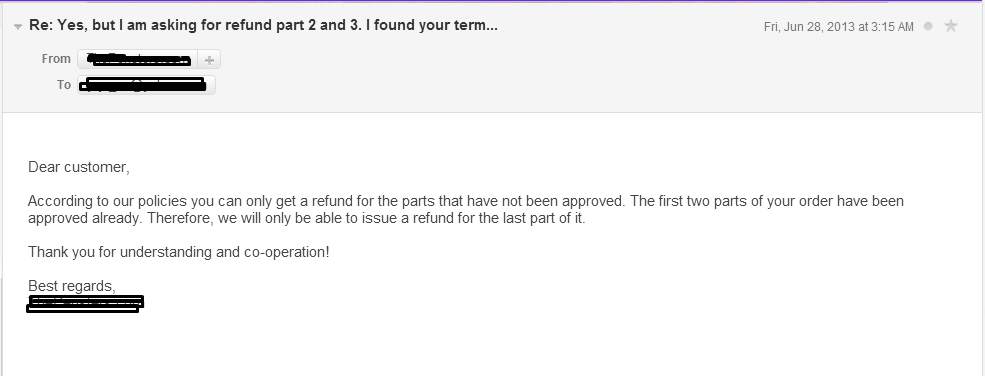 Writing agency reply