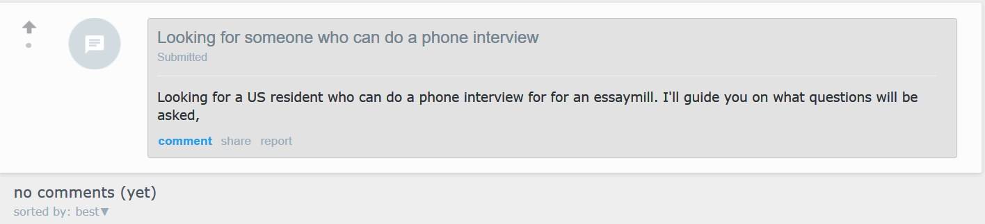 ESL writer trying to fraudulently get hired by an US-based company.