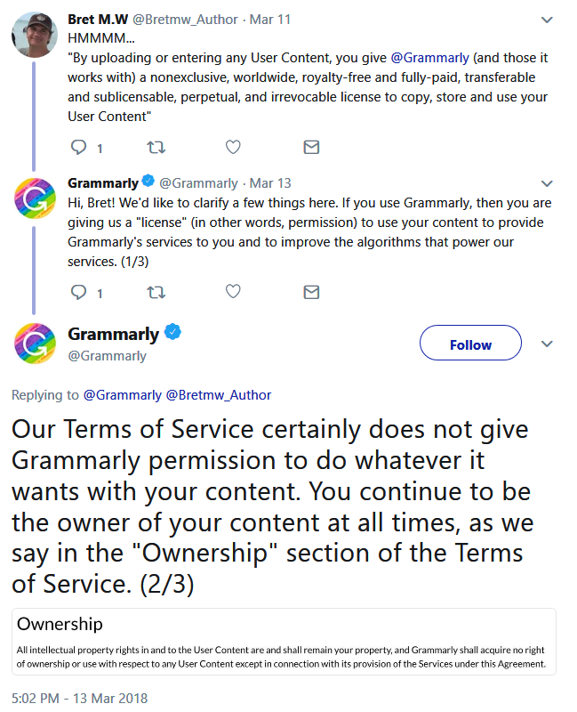Grammarly - Terms of Service and Privacy