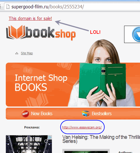 Example negative SEO attack link.